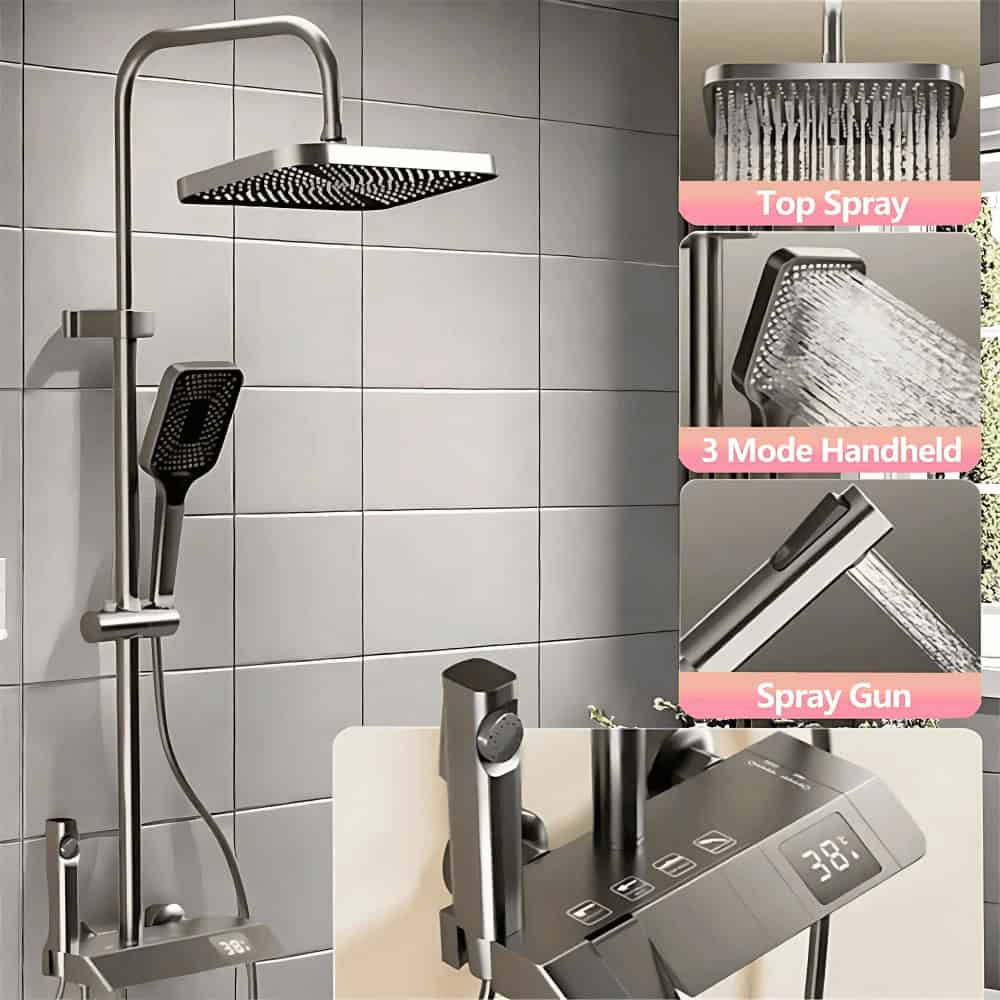 Set de duș multifunctional tip ploaie cu afișare digitala, si cu termostat - IN245 - imagine 6