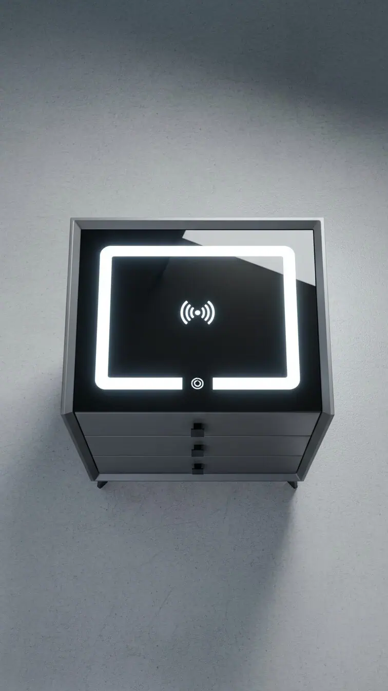 Noptieră Modernă cu 3 Sertare, Lumină Ambientală și Încărcare Wireless - imagine 15